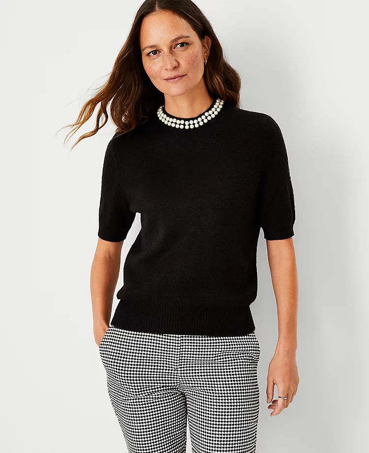 Pearlized Trim Sweater Tee | Ann Taylor (US)