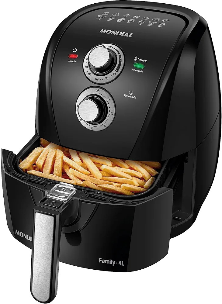 Fritadeira Sem Óleo Air Fryer 4L, Mondial, Preto/Prata, 1500W, 110V - AFN-40-BFS | Amazon (BR)