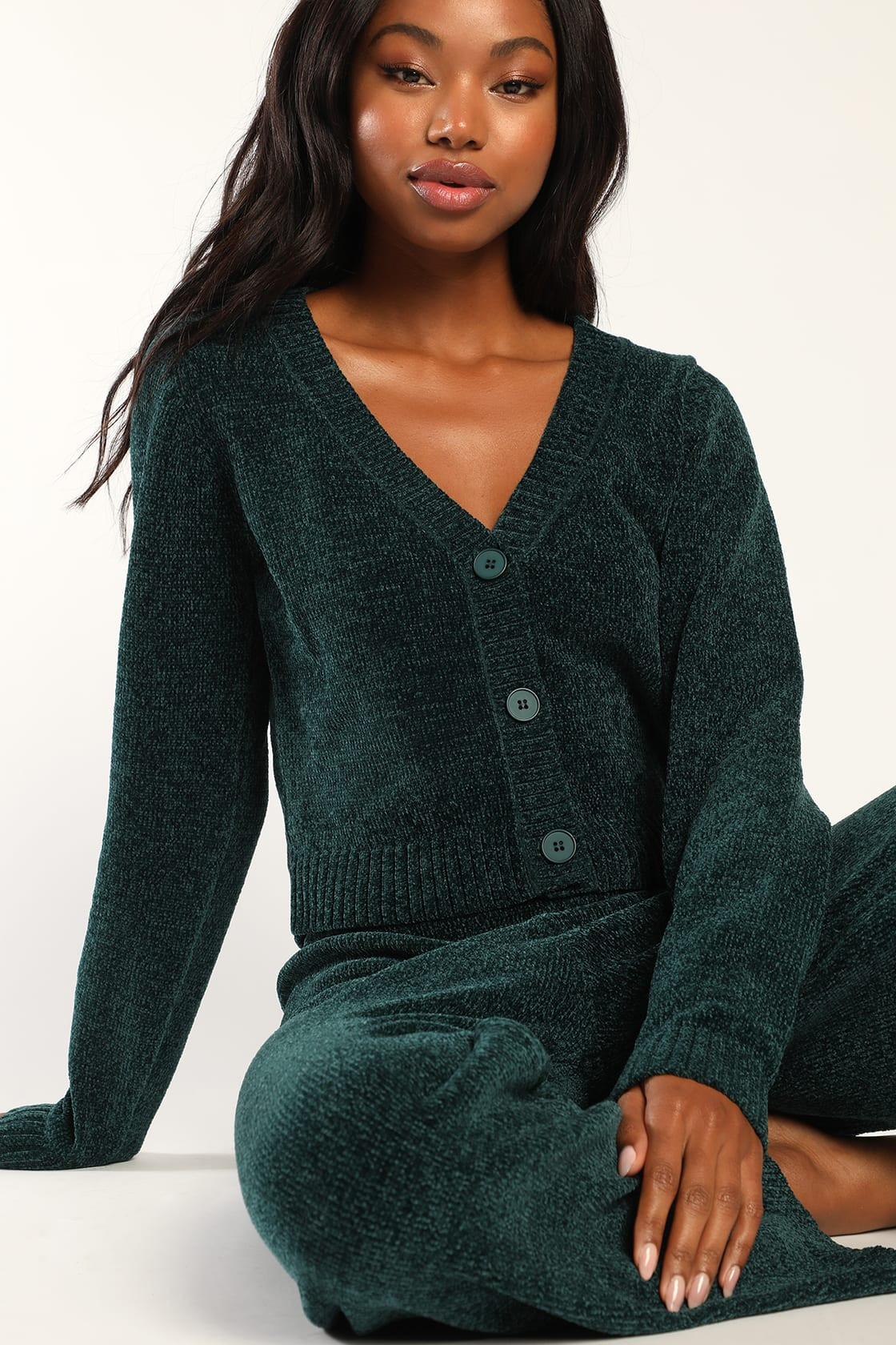 Snuggle Sensation Emerald Green Chenille Knit Cardigan Sweater | Lulus (US)