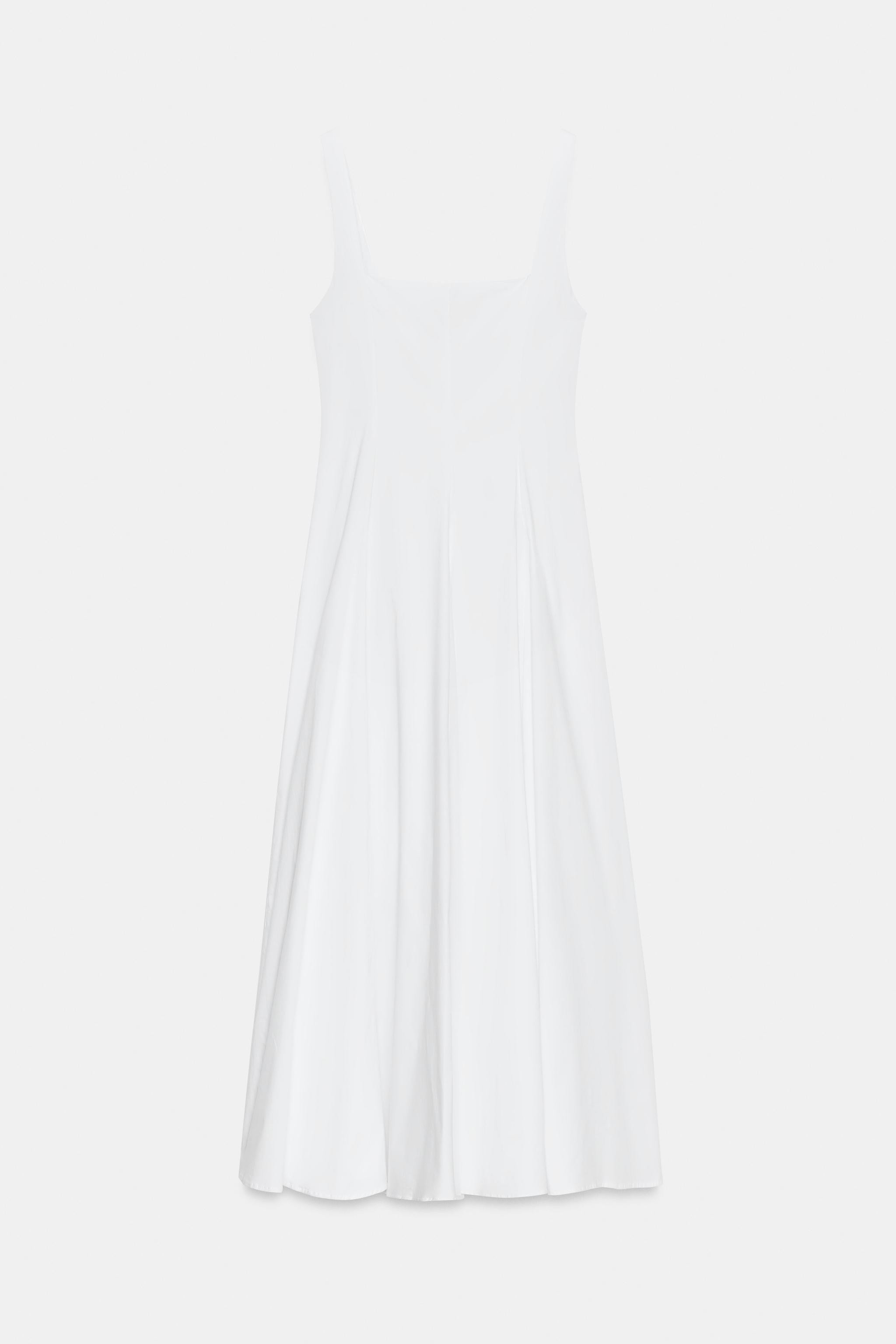 POPLIN GODET MIDI DRESS | Zara US