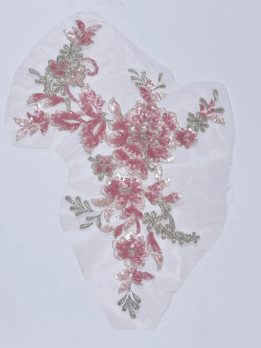 Light Pink Sequin Applique: Silver Iridescent Embroidery, Blush Rose (14” X 10”) 062523 - Ets... | Etsy (US)