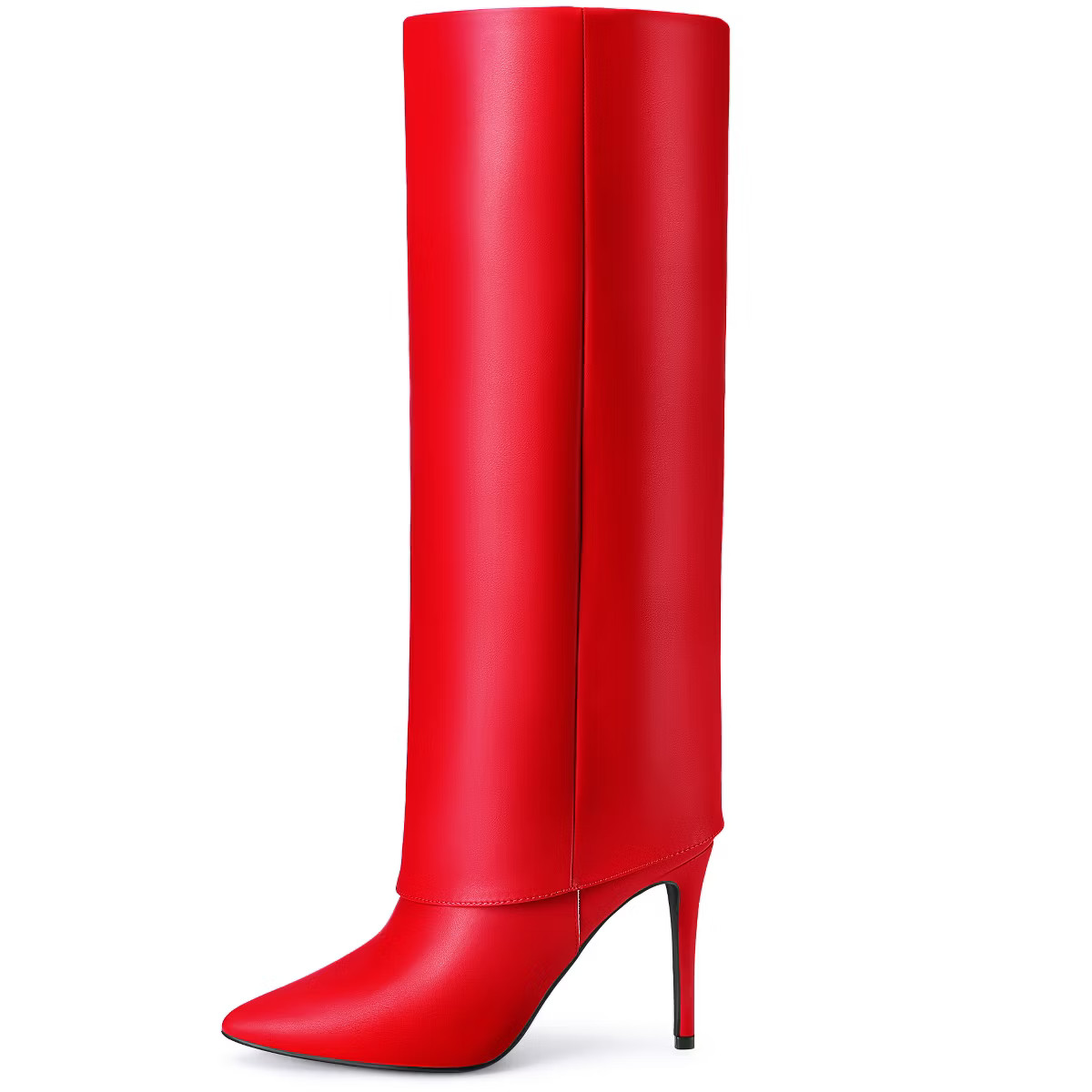 BLISSFUL STEP Women's Fold Over Pointed Toe Zipper Stiletto Heel Knee-High Boots | Target