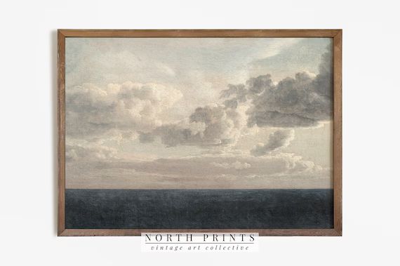 Ocean Horizon Oil Painting | Vintage Paint | Antique Cloud Study Art PRINTABLE #301 | Etsy (US)