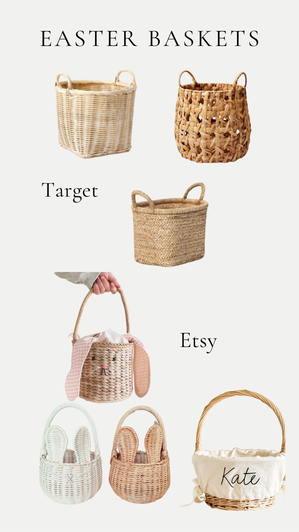 The cutest Easter baskets for your littles 


Easter basket, rattan basket, bunny basket,  basket with handles

#LTKSeasonal #LTKhome #LTKFind