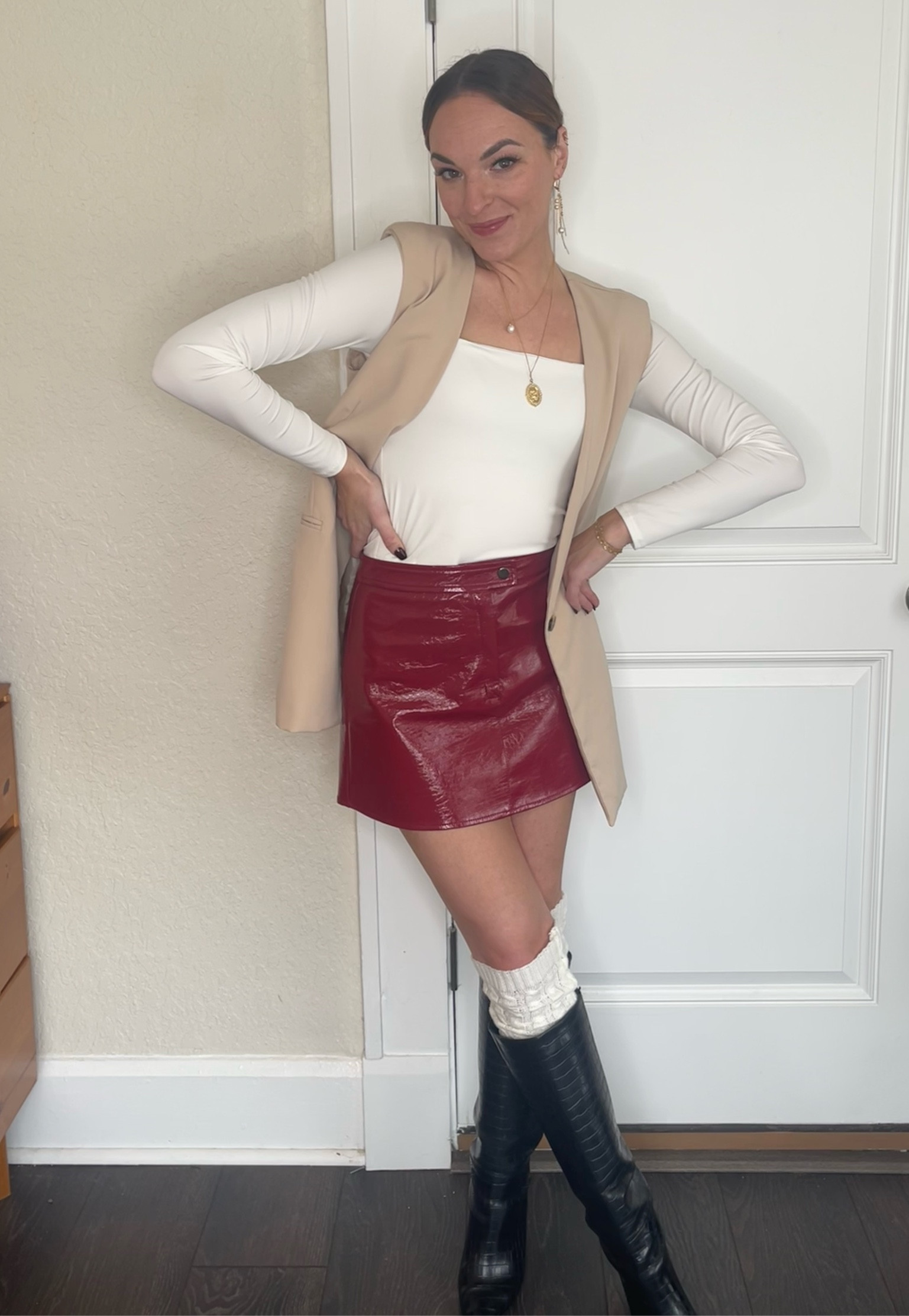 Cutie fall in Florida outfit! We love a cherry red 🍒moment🍒 over here. 

Vest and skirt from a boutique, linked similar. 

Vest, miniskirt, boots, fall outfit, fall inspo, preppy, girly 


#LTKSeasonal #LTKCyberWeek #LTKfindsunder100
