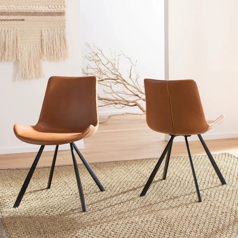 Safavieh Terra Mid Century Modern Dining Chair, Set of 2, Cognac | Walmart (US)