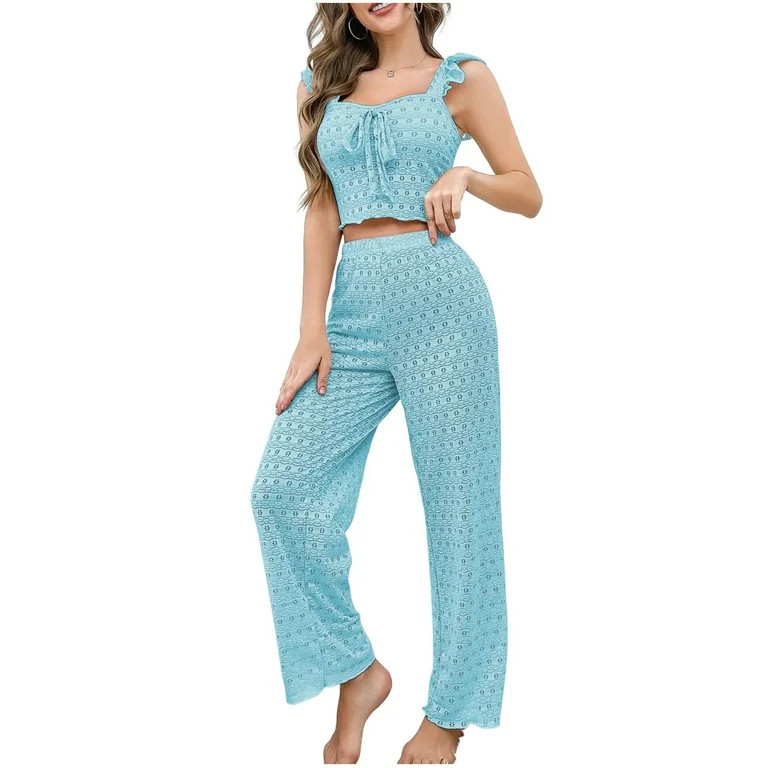 Fewfanhot Pj Sets for Woman 2 Piece Lounge Set Crewneck Long Sleeve Top and Jogger Pants Loungewe... | Walmart (US)