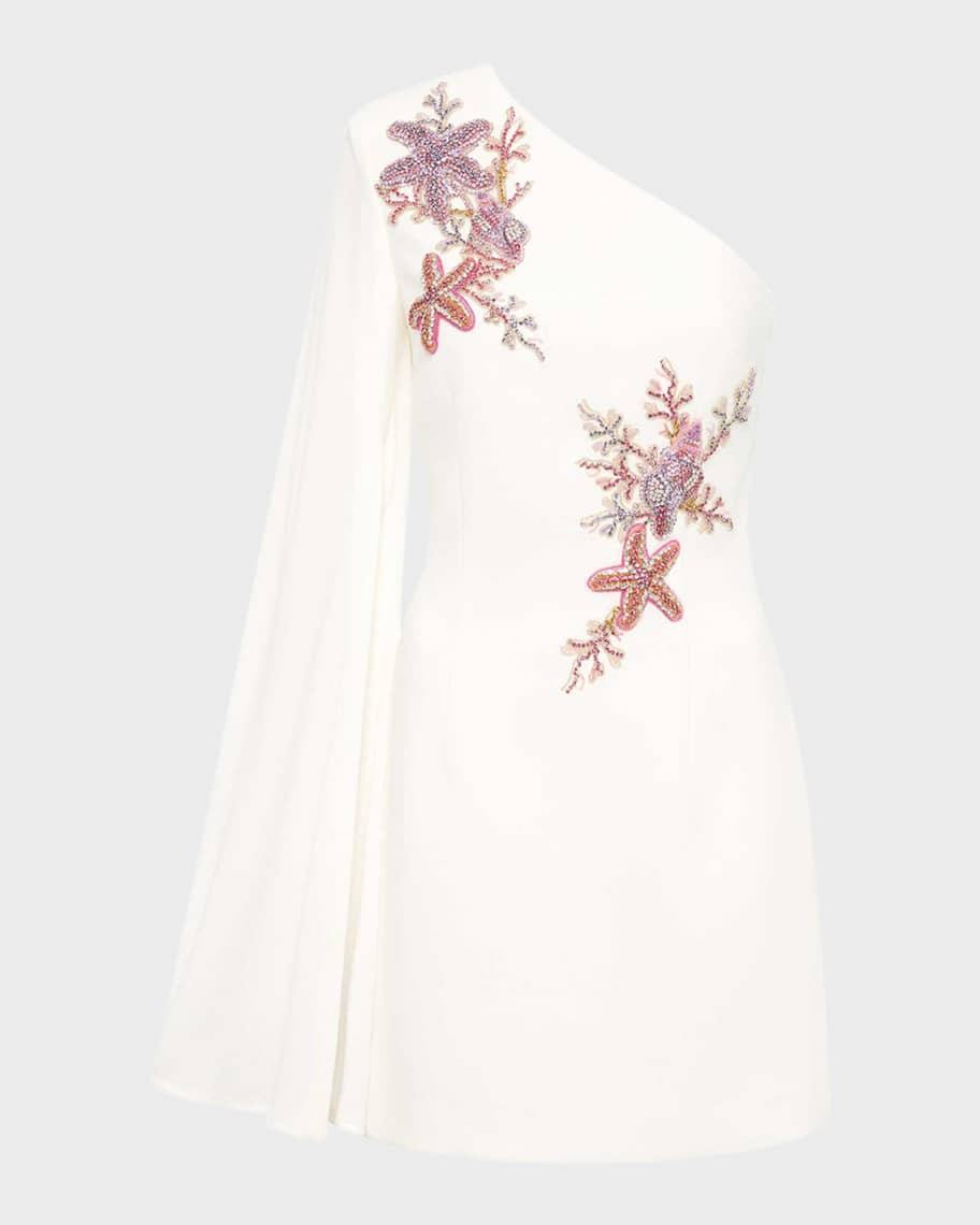 REBECCA VALLANCE Chantara Beaded One-Shoulder Mini Dress | Neiman Marcus