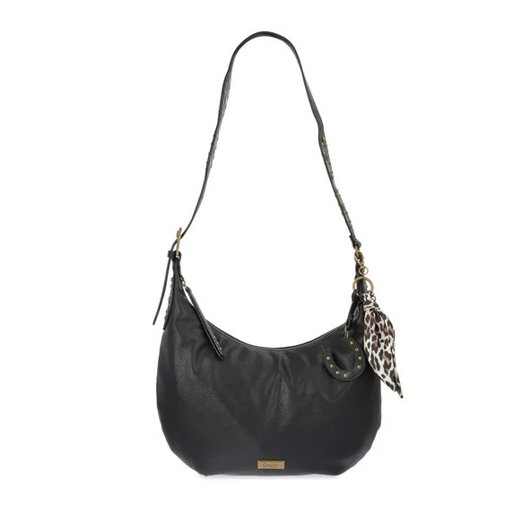Jessica Simpson Women's Daphne Faux Leather Hobo Handbag, Meteorite Black | Walmart (US)