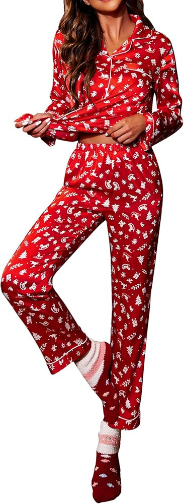 Ekouaer Silk Pajamas for Women Button Down Satin Pj Set Soft Long Sleeve 2 Piece Sleepwear Lounge... | Amazon (US)