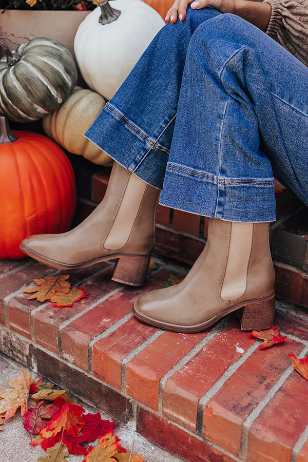 The Skylar Faux Leather Vintage Boot in Warm Taupe | Impressions Online Boutique