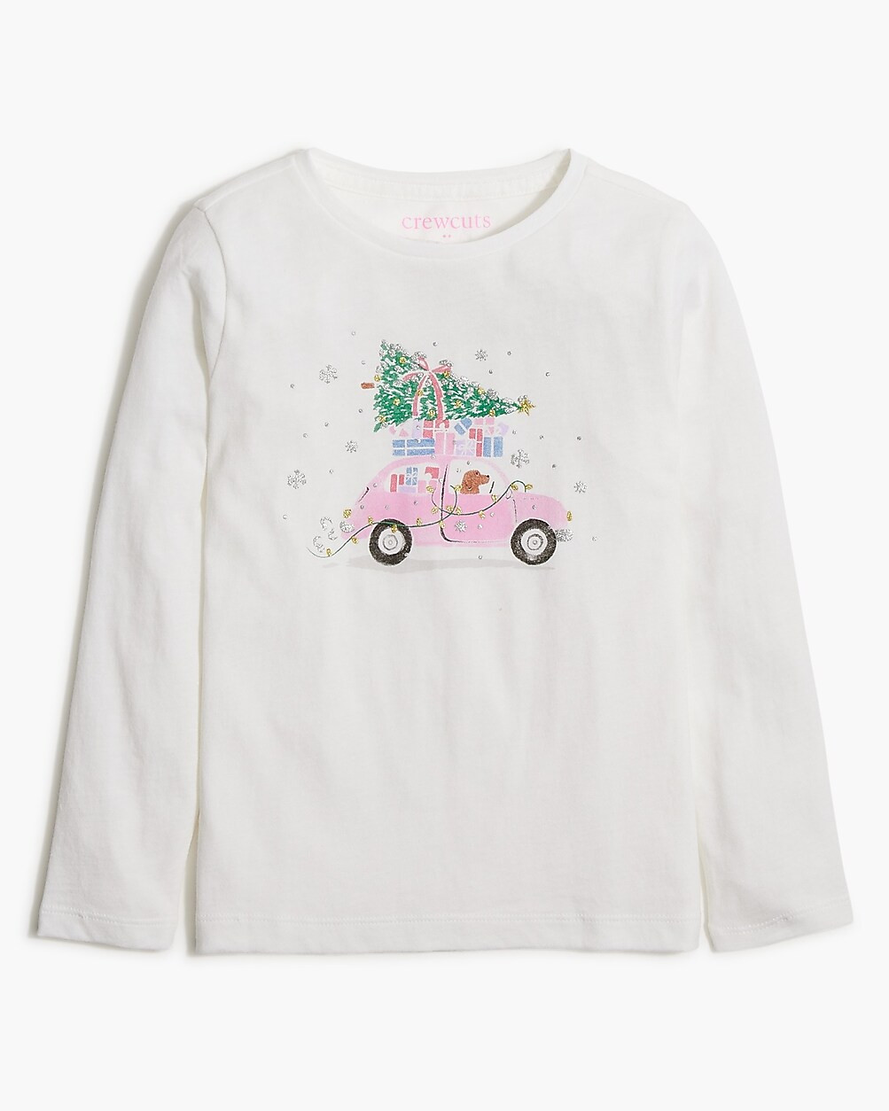 Girls' long-sleeve Christmas tree dog car graphic tee | J.Crew Factory