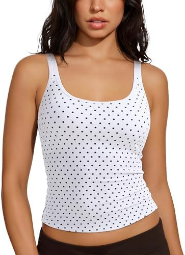 SUUKSESS Women Padded Cotton Ribbed Tank Tops Casual Summer Going Out Sleeveless Scoop Neck Basic... | Amazon (US)