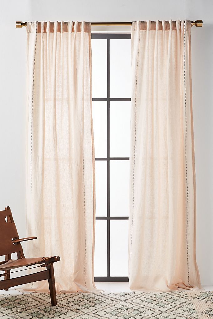 Stitched Linen Curtain | Anthropologie (US)