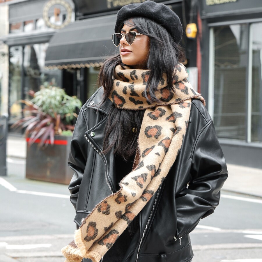 Leopard Print Winter Scarf | Lisa Angel
