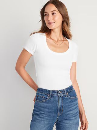 Fitted Rib-Knit Scoop-Neck T-Shirt for Women | Old Navy (US)