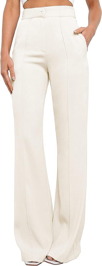 SIFLIF Women's Causal High Waisted Wide Leg Pants, Bootcut Dress Pants for Women, Work Pants with... | Amazon (US)