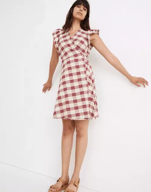 Gingham Ruffled Wrap Mini Dress | Madewell