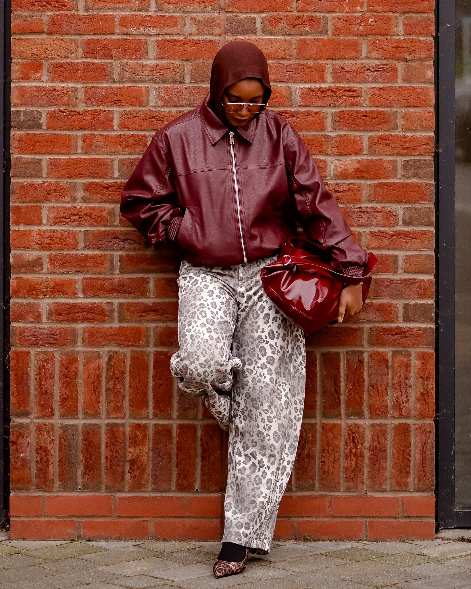 Fall Ootd!
Modest fashion, Faux Leather jacket, leopard print trouser. 


#LTKautumn #LTKstyletip #LTKmodest