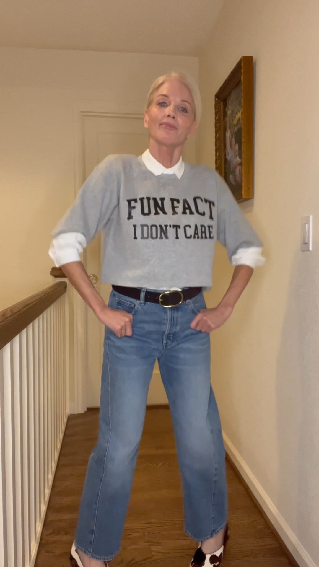 Fun fact! We don’t care what you think cuz we are grown women who can dress how we like to express ourselves. What do ypu think? These are my IT jeans of the season- order two sizes in whatever wash you choose for the best fit. I sized up one size here to a 25- I am small and narrow hipped. 5’4” the regulars fit me fine. 

#LTKOver40