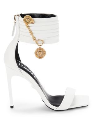 Versace Safety Pin Lambskin Leather Stiletto Sandals on SALE | Saks OFF 5TH | Saks Fifth Avenue OFF 5TH (Pmt risk)