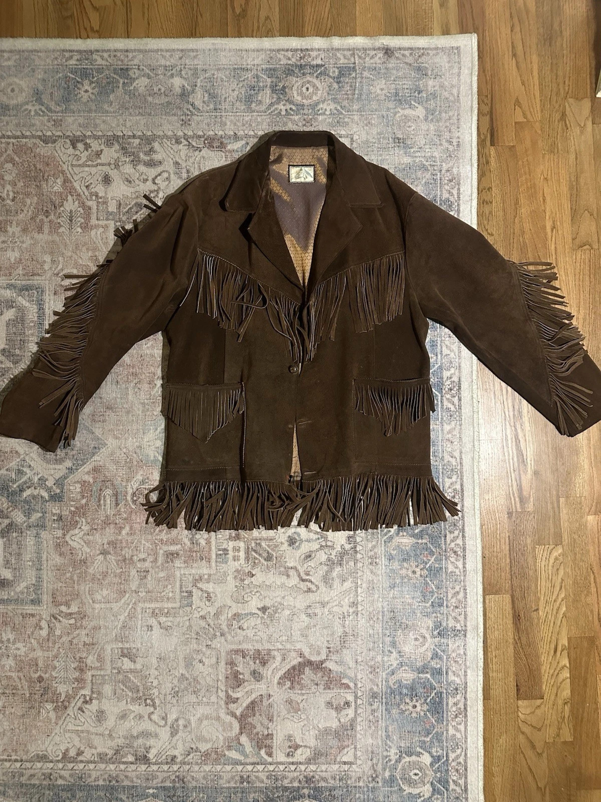 Vintage Men's Brown Leather Fringe Western Jacket Lined Button Front Size 44 | eBay | eBay US
