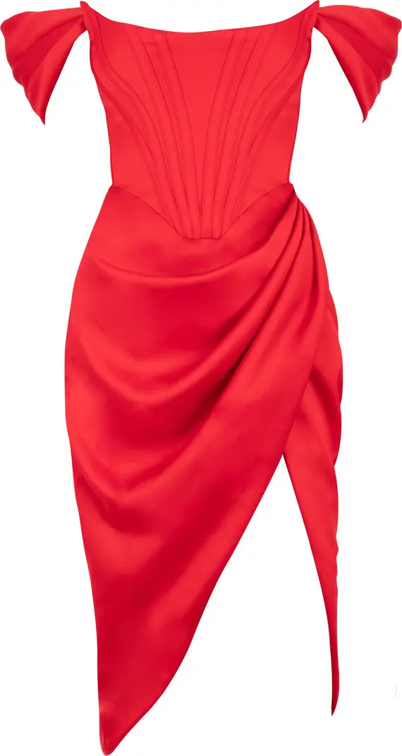 Loretta Off the Shoulder Satin Corset Dress | Nordstrom