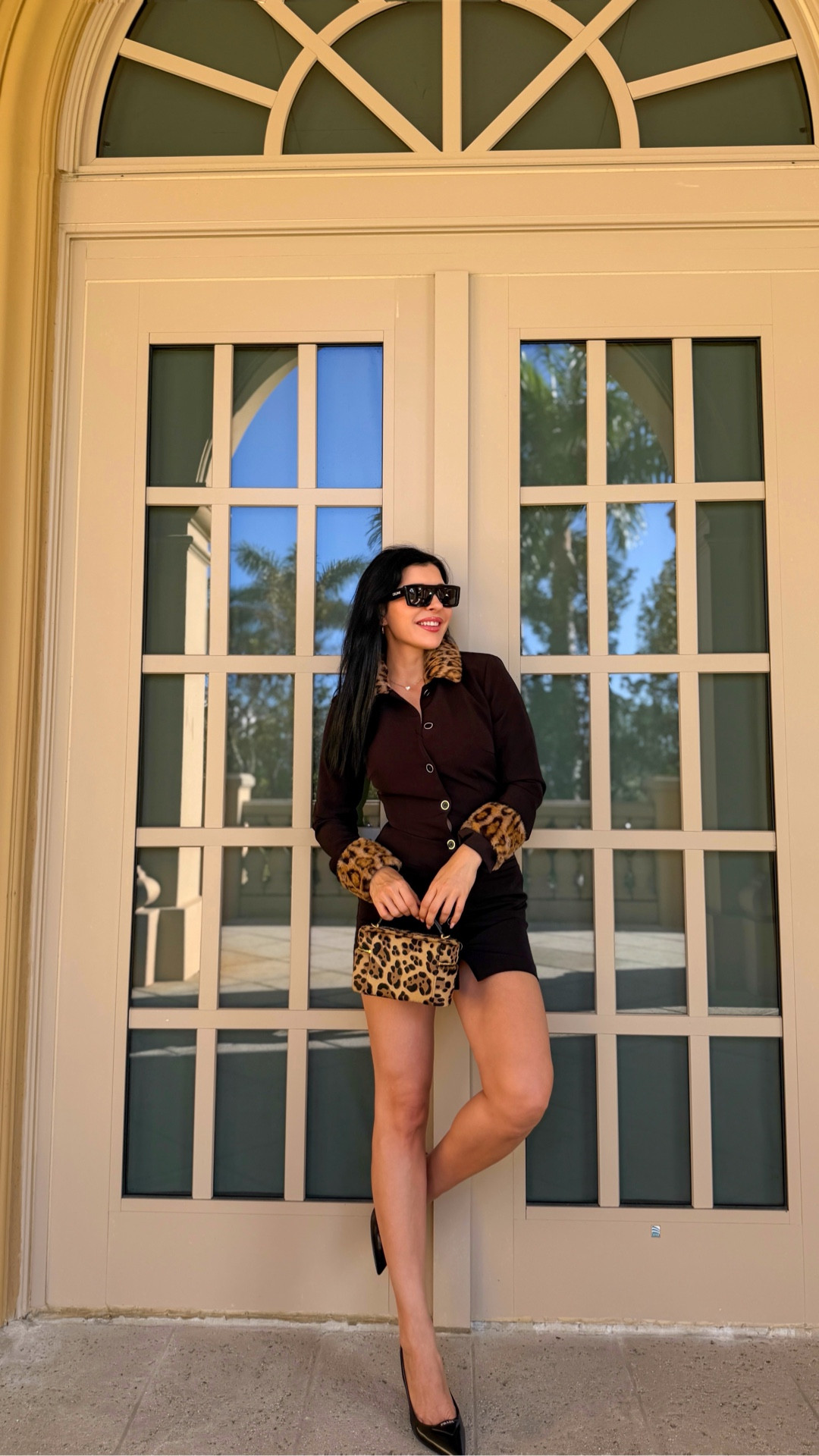 Animal print and black mini dress with YSL leopard vanity bag 

#LTKdayinmylife #LTKootd #LTKgrwm