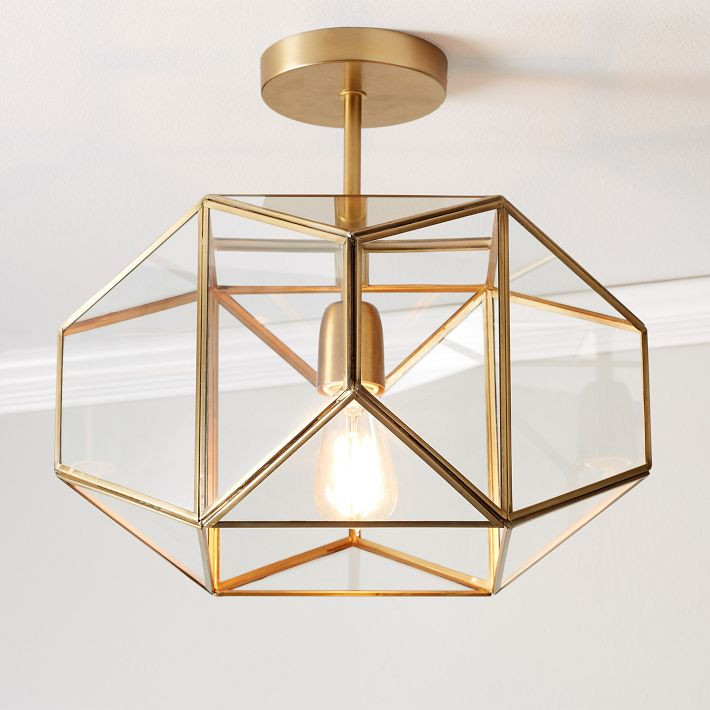 Metal and Glass Flush Mount | Pottery Barn Teen