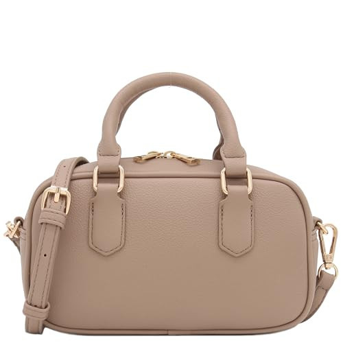 FashionPuzzle Mini PU Leather Satchel Purse Top Handle Crossbody Bag (Taupe) | Amazon (US)