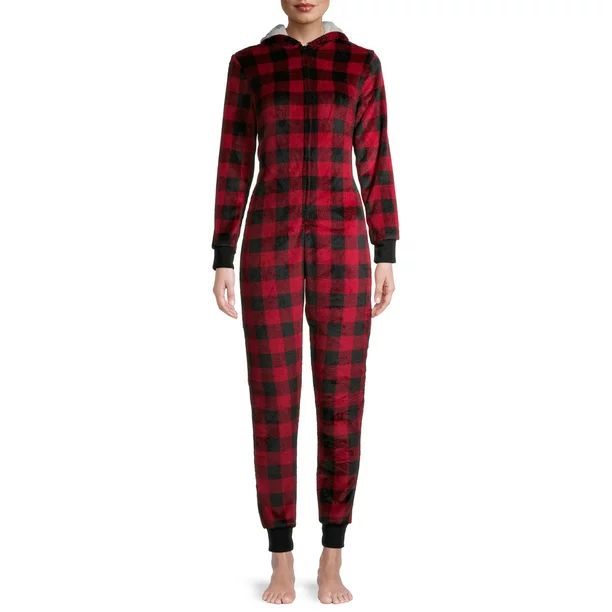 Matching Family Christmas Pajamas Women's and Women's Plus Buffalo Plaid Union Suit | Walmart (US)