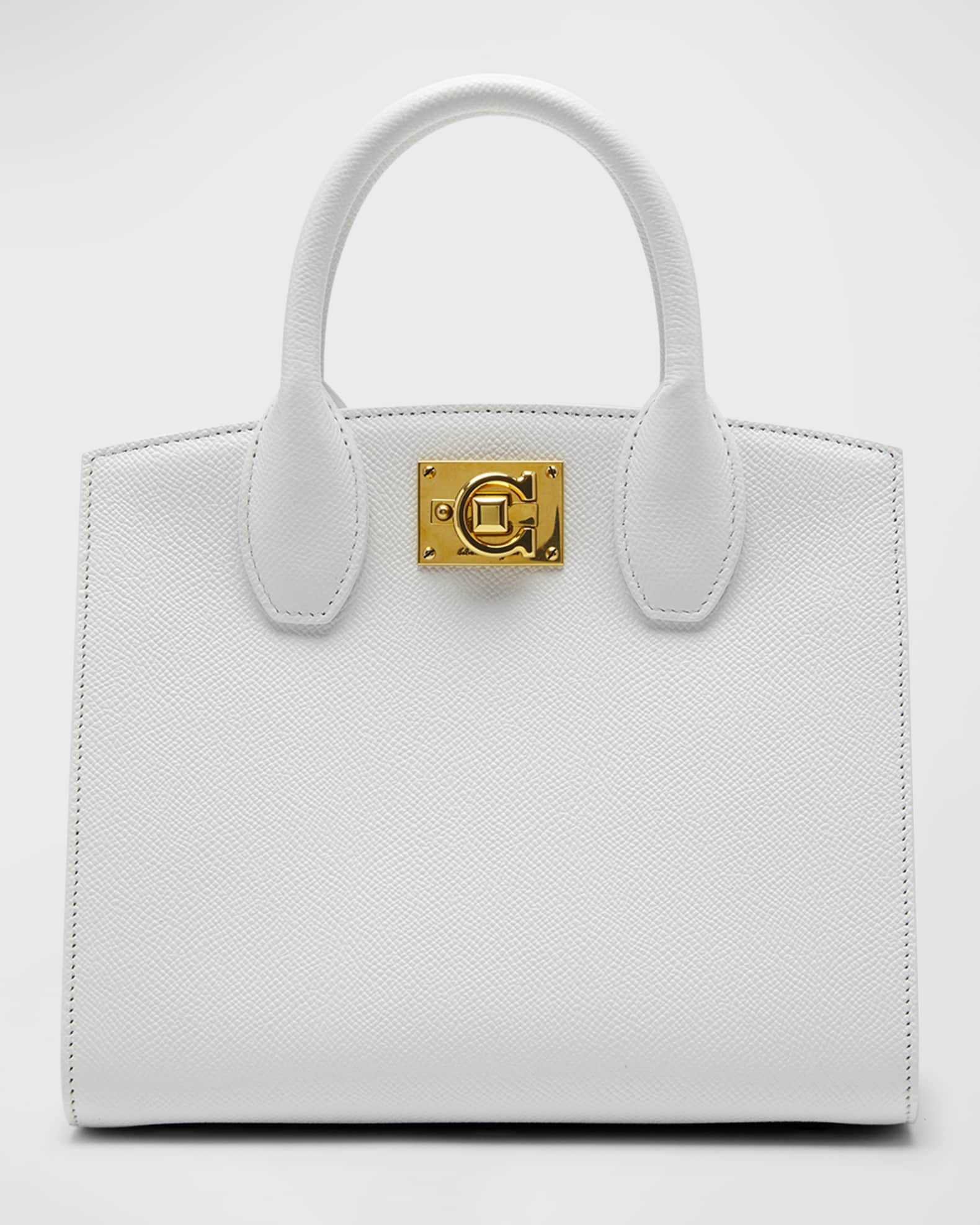 The Studio Box Leather Top-Handle Bag | Neiman Marcus