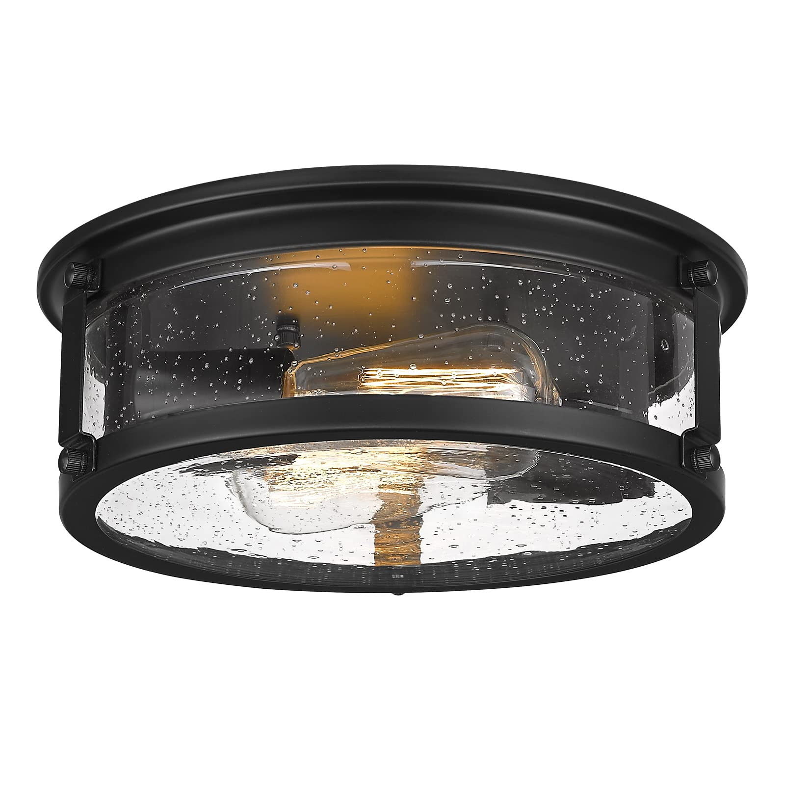 Black Flush Mount Ceiling Light, 2-Light Metal Cage Ceiling Light Fixture, Industrial Farmhouse F... | Amazon (US)