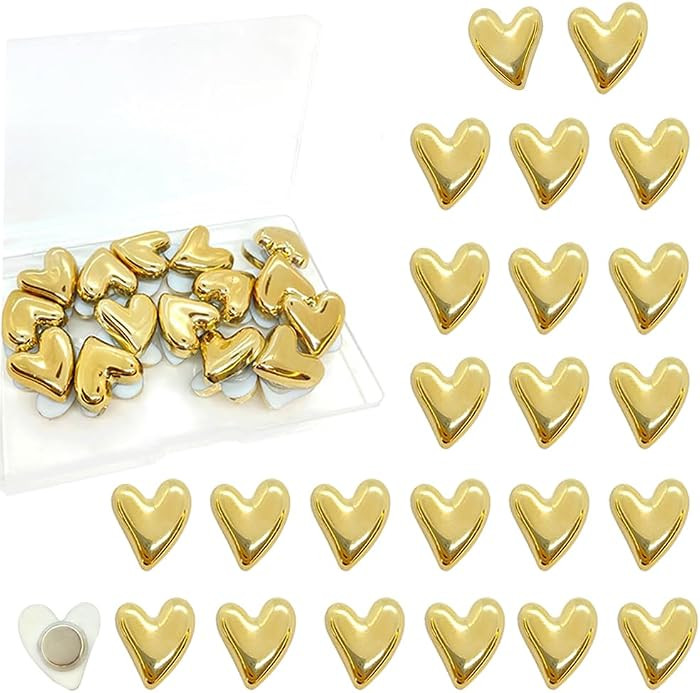 30 pcs Cute Love Heart Magnets Refrigerator Gold Refrigerator Magnets Home Kitchen Magnet Set Min... | Amazon (US)