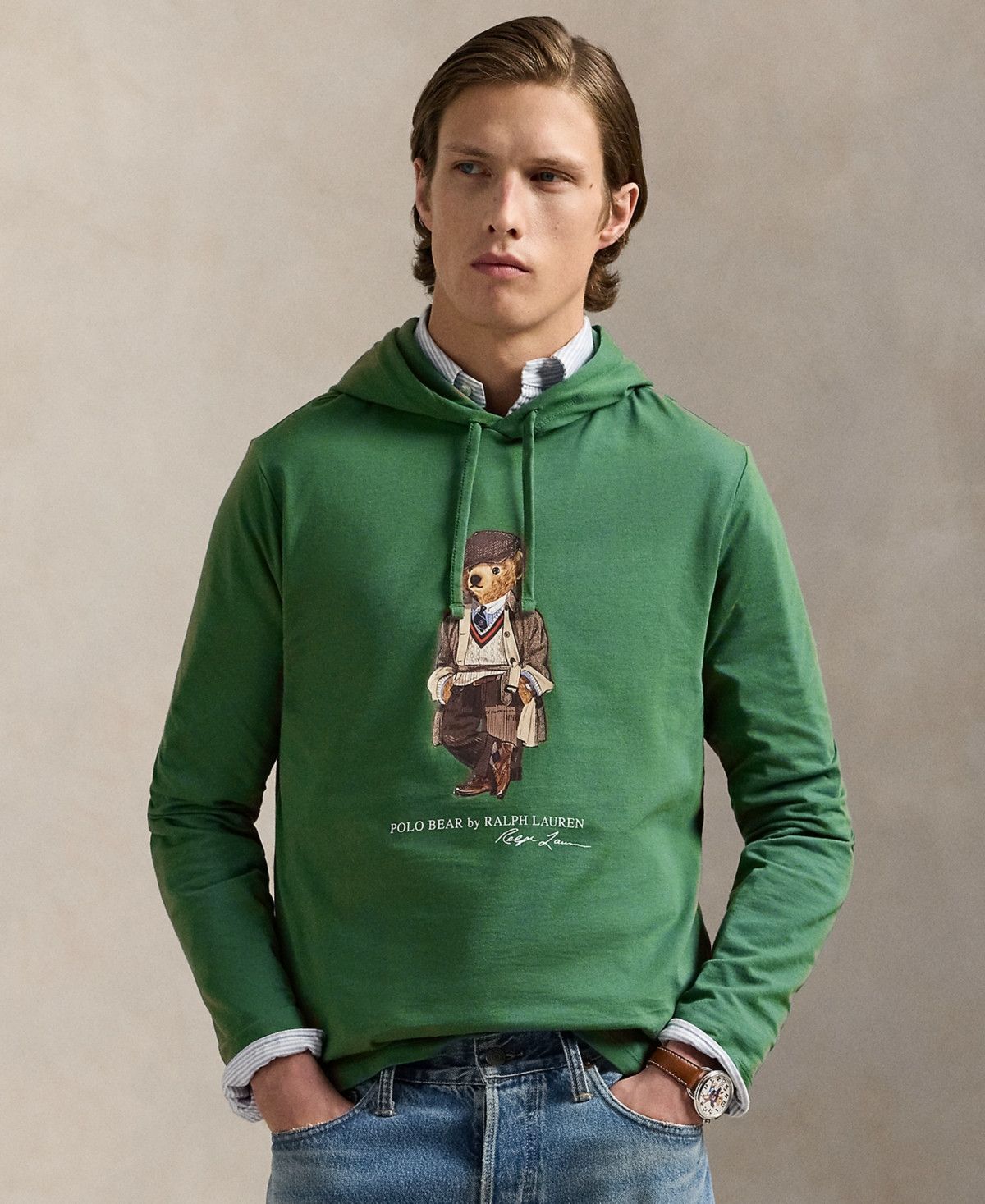 Polo Ralph Lauren Men's Polo Bear Jersey Hooded T-Shirt - Washed Forest | Macy's