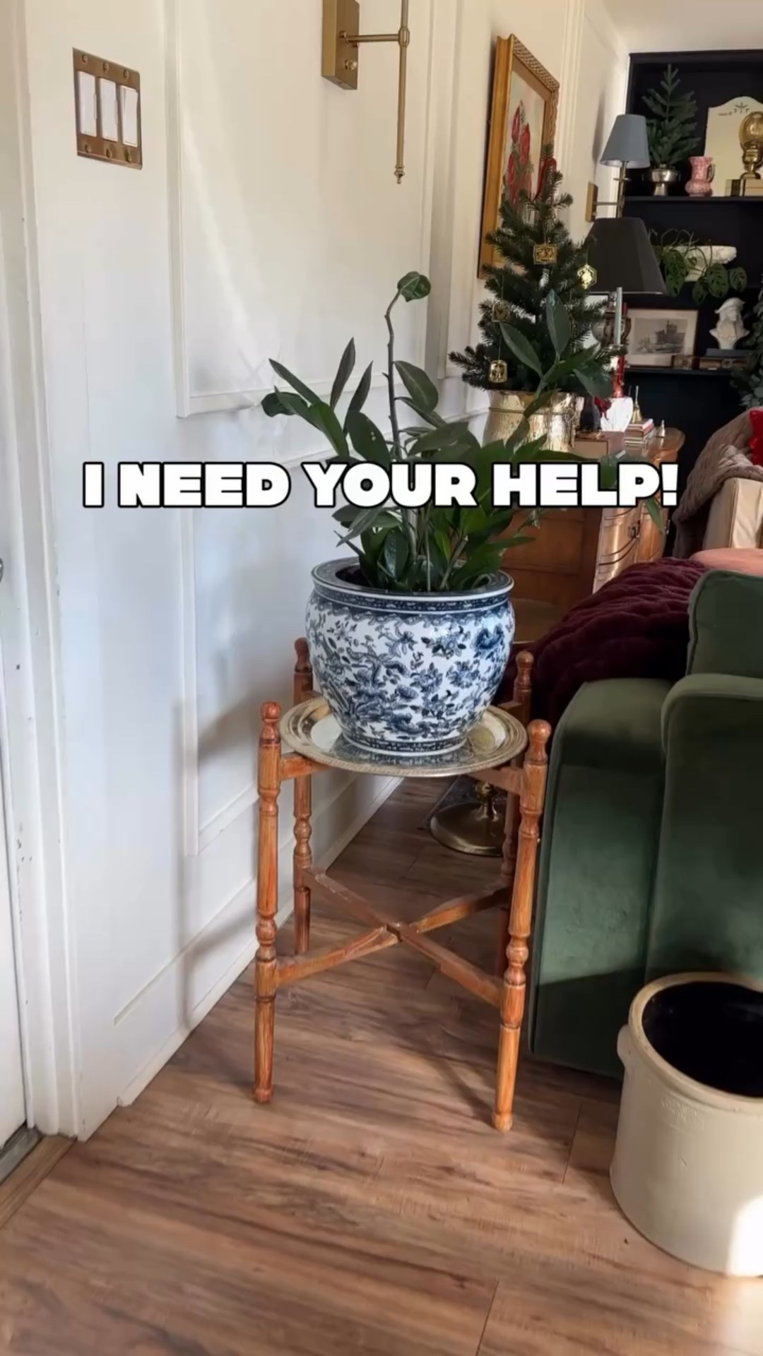 What would you do

with this vintage thrifted plant stand? Would you leave it as is or make it a darker color??