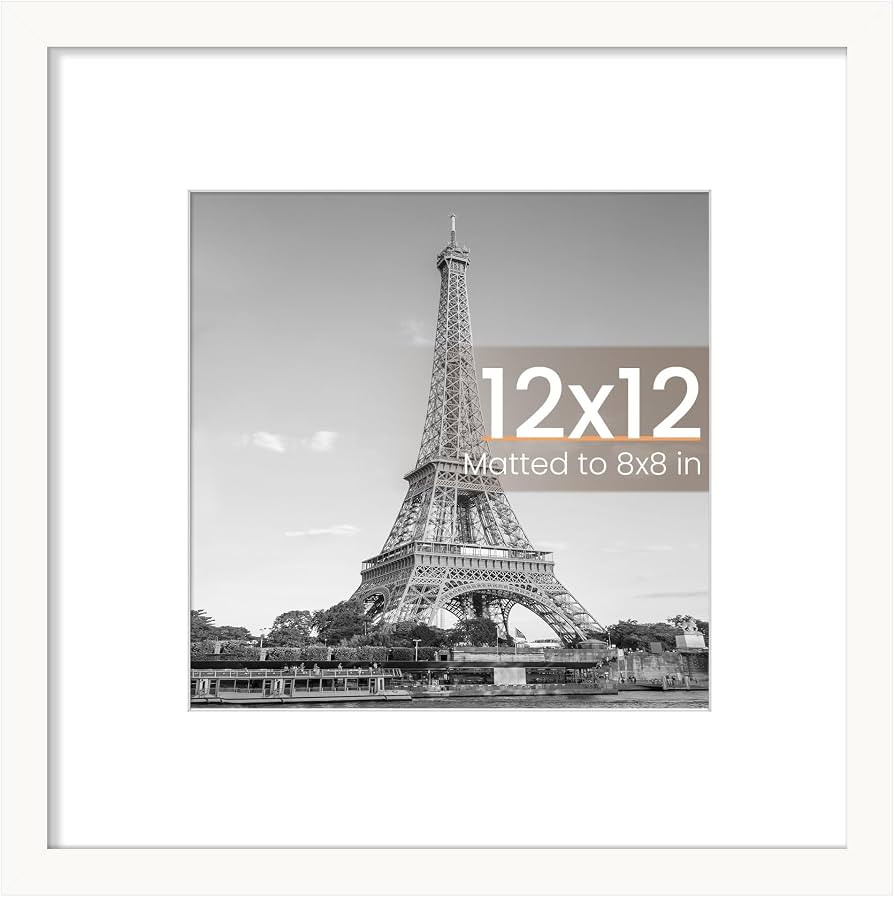 upsimples 12x12 Picture Frame, Display Pictures 8x8 with Mat or 12 x 12 Without, Wall Hanging Squ... | Amazon (US)