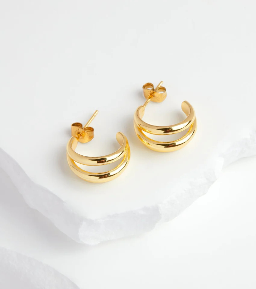 Triple Band Hoop Earrings (Gold) | Abbott Lyon