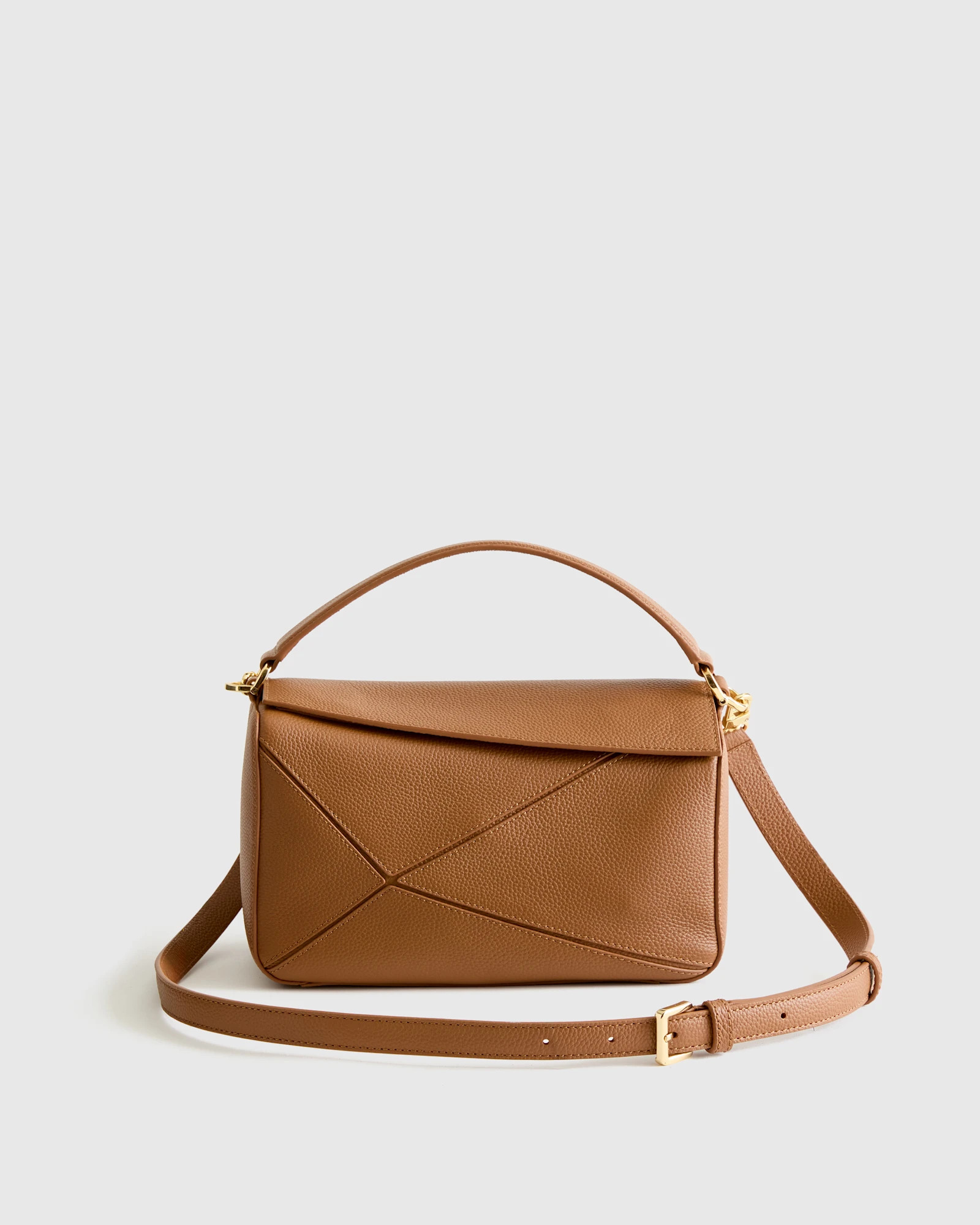 Quince | Women's Italian Leather Patchwork Crossbody in Black | Quince