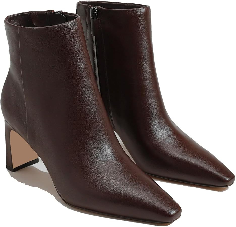MICIFA Women's Ankle Boots Chunky Low Heel Square Toe Heeled Booties with Side Zipper Fall Winter... | Amazon (US)