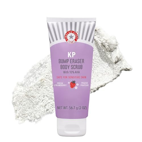 First Aid Beauty - KP Bump Eraser Body Scrub with 10% AHA, Keratosis Pilaris Exfoliator with Glycolic and Lactic acids, Helps Reduce Chicken Skin Bumps, Safe for Sensitive Skin, Strawberry Scent, 2 oz | Amazon (US)