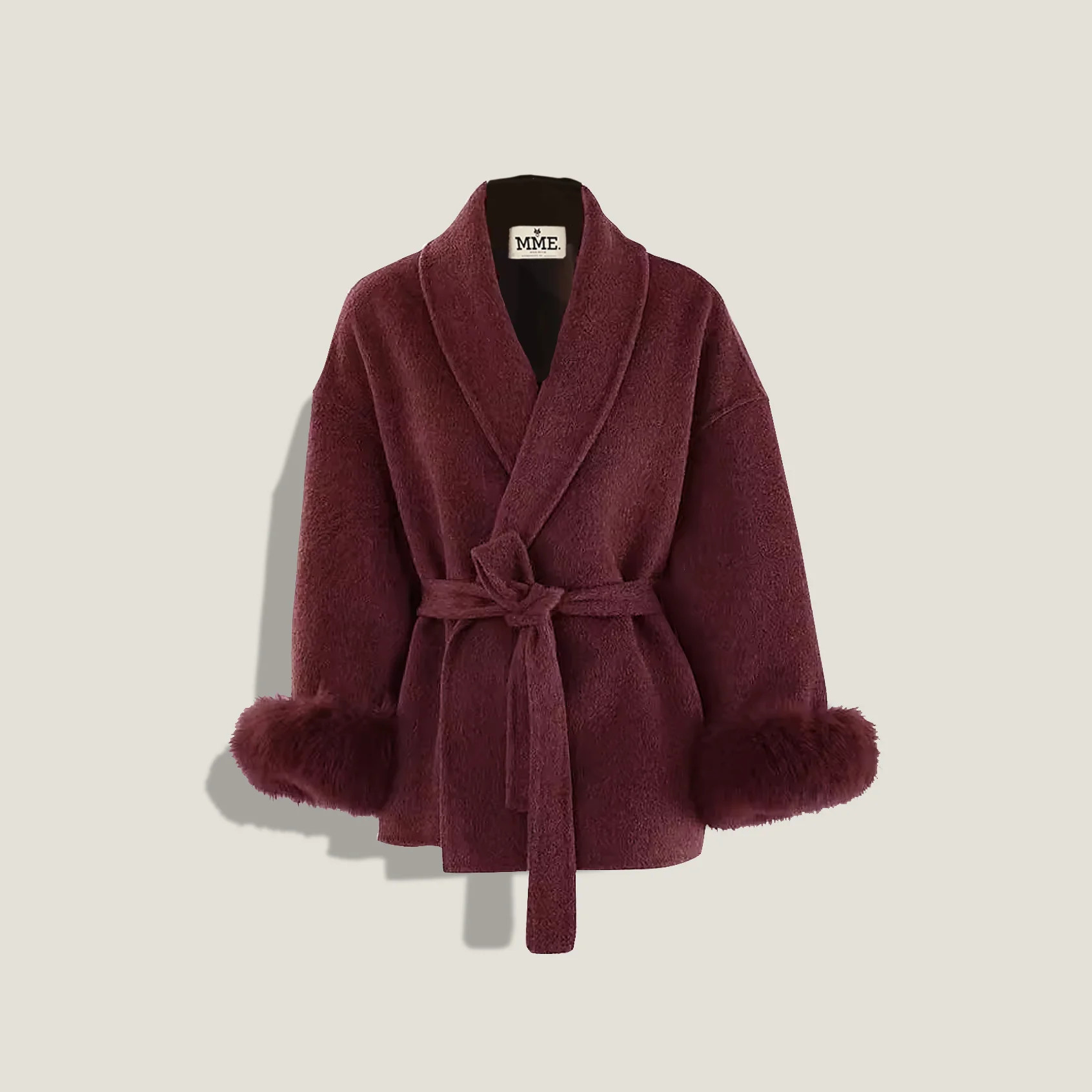 MME. WOOL WRAP COAT - BURGUNDY | MME.MINK