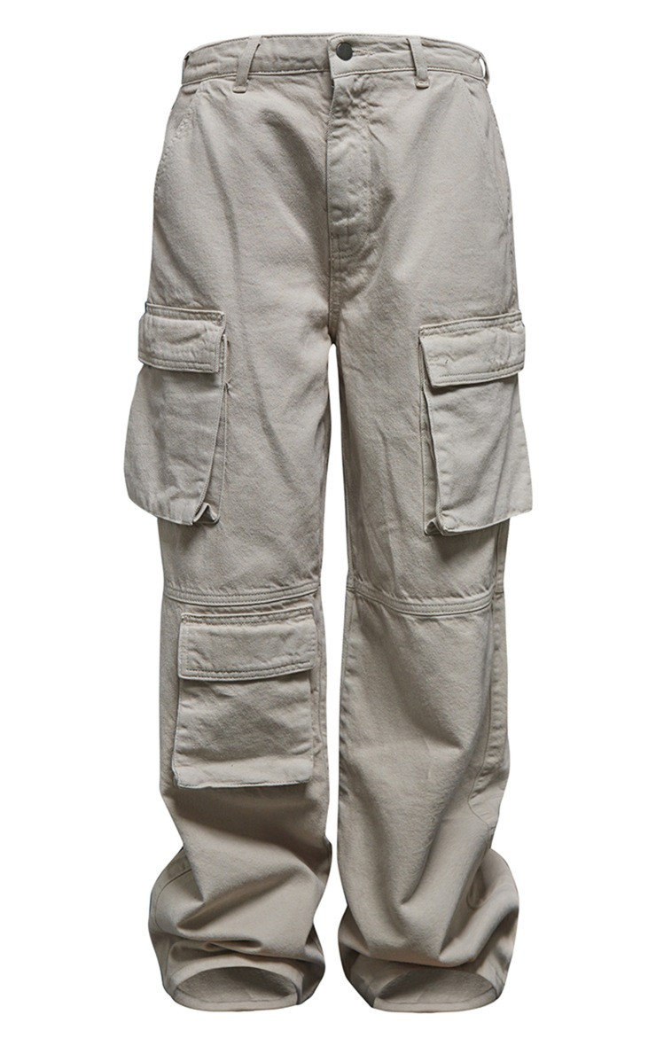 Washed Stone Low Rise Baggy Boyfriend Cargo Jeans | PrettyLittleThing US