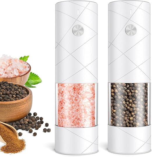 Electric Salt and Pepper Grinder Set, Rechargeable Automatic Pepper Mill Grinder with LED Light, ... | Amazon (US)