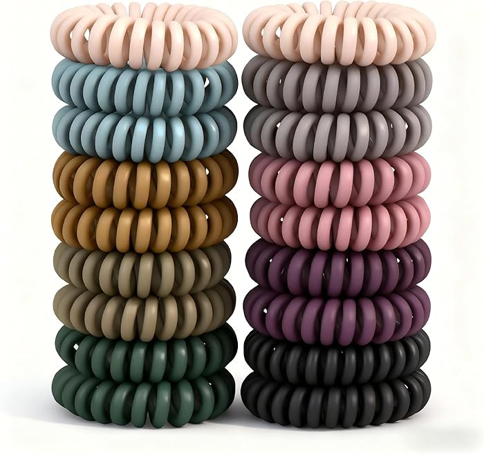 TIZZYT Hair Ties, 18 Count - Vintage matte color Spiral Hair Ties, No Crease, Suitable For Women ... | Amazon (US)