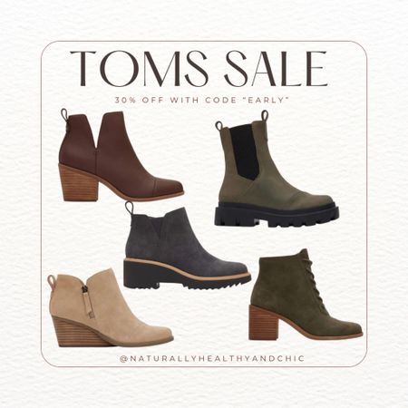 Tom’s sale! 30% off with code “early” . Shoes. Boots. Ankle boots. Fall. Winter. Waterproof . 

#LTKshoecrush #LTKsalealert #LTKSeasonal