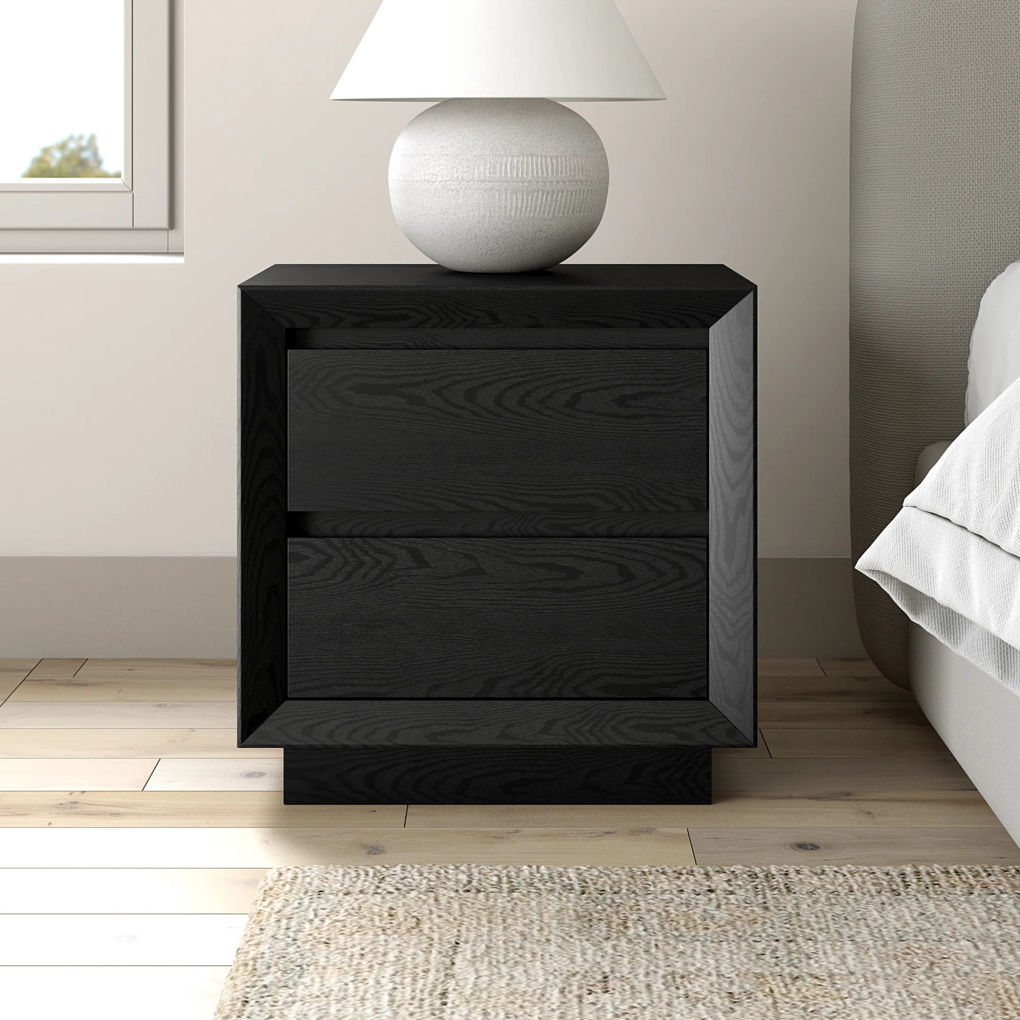 Emmett 24" Wide Rectangular Nightstand in Black Grain | Wayfair North America