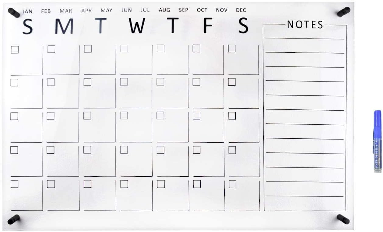 Marvelous Goods X|Premium 100% Acrylic Dry Erase Calendar for Wall 19"x30"x1/4"| for Office, Home... | Amazon (US)