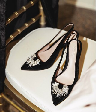 x Born on Fifth Millie Velvet Jewel Ornamented Slingback Pumps | Dillard's