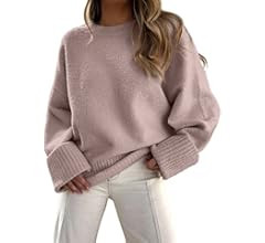 ANRABESS Women's Crewneck Long Sleeve Oversized Fuzzy Knit Chunky Warm Pullover Sweater Top | Amazon (US)